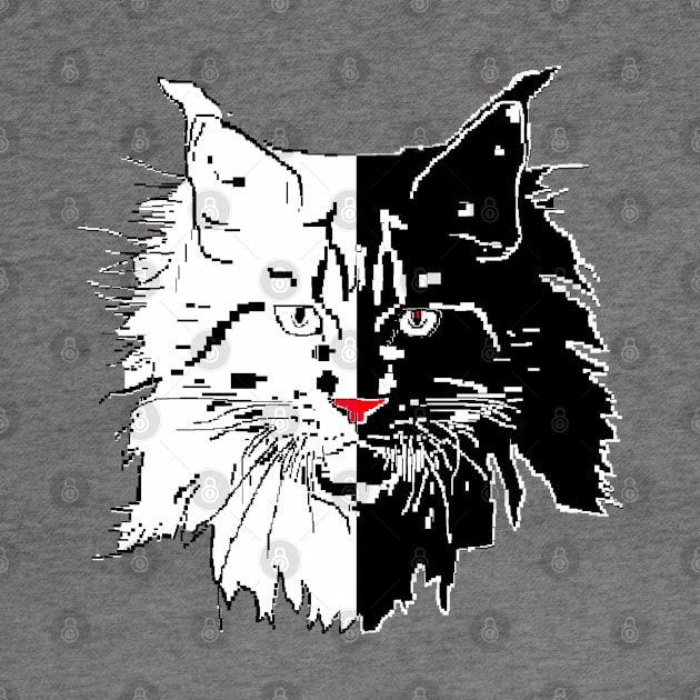 cat Maine Coon in white vs black background by 4rpixs